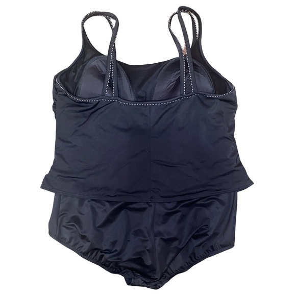 Miraclesuit One PC Black Swimsuit in Mock Tankini Style Size 22W - Picture 2 of 5